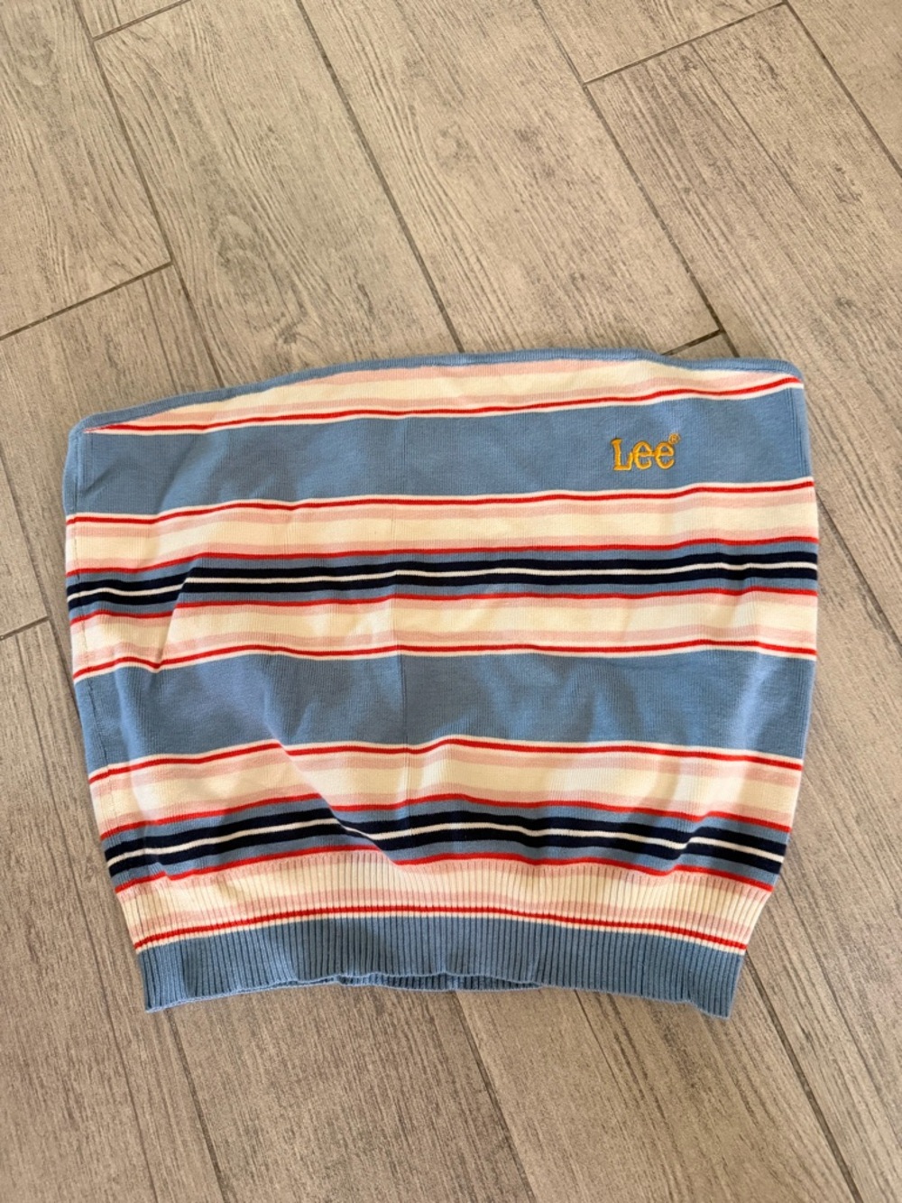 Lee Blue, White & Red Striped Tube Top